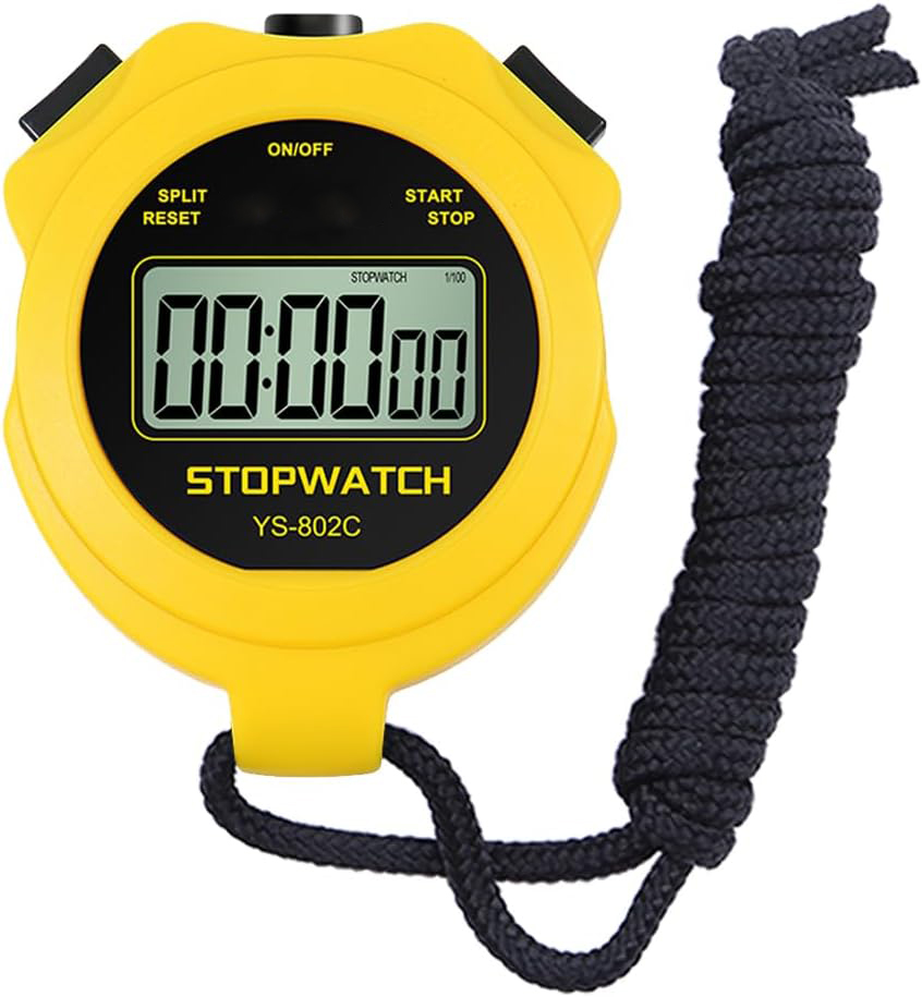  Digital Simple Stopwatch, Single Lap Basic Stopwatch, No Bells, No Clock, No Alarm, Silent, ON and Off 