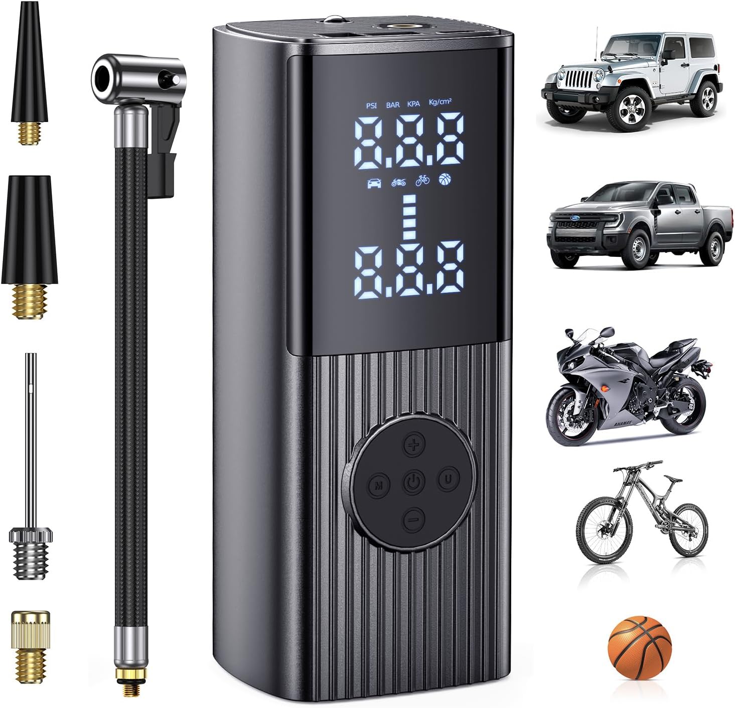 Portable Air Compressor Tire Inflator - Powerful Car Accessory with Digital Screen